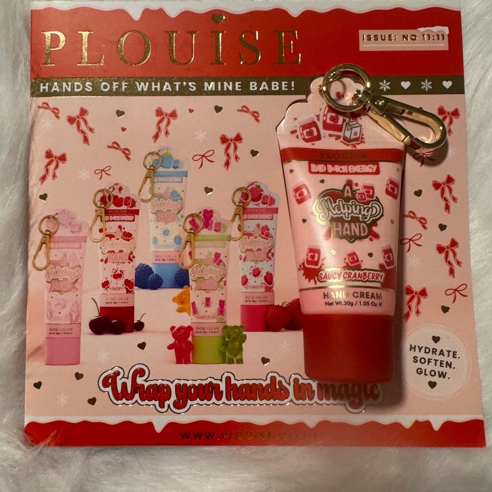 PLOUISE Saucy Cranberry Hand Cream Keychain - Pink & Red